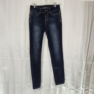 Maurices Size Medium Blue Skinny Jeans with Modern Distressed Look